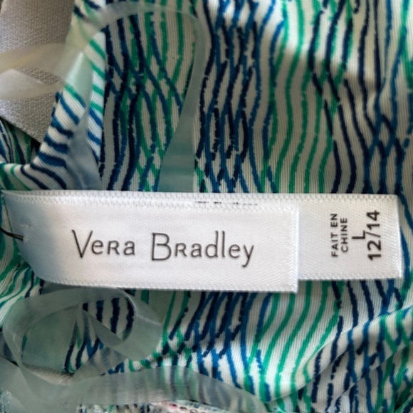 Vera Bradley Stamp Pattern Blue Green Back Tie Sleeveless Top Size Large (12/14) - Picture 5 of 8